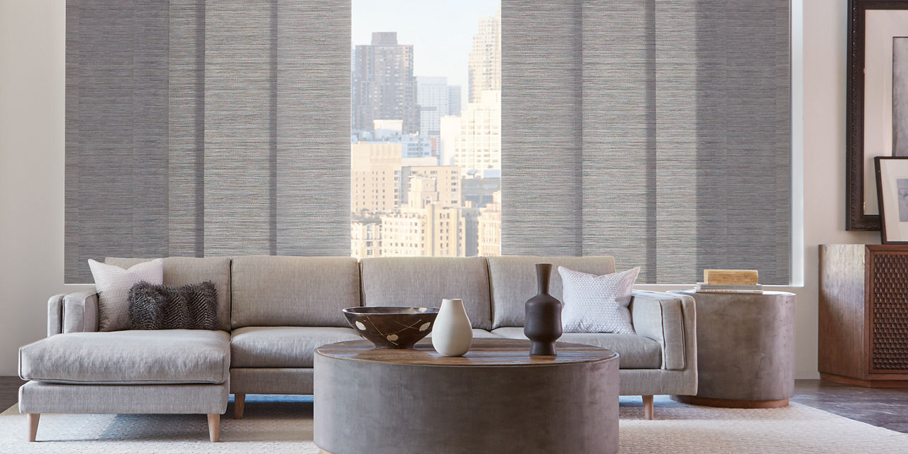 Skyline Gliding Window Panels - Maya Zanzibar Grey